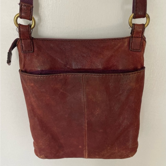 Fossil Long Live Vintage 1954 Brown Leather Crossbody Bag Distressed Leather - Picture 6 of 7